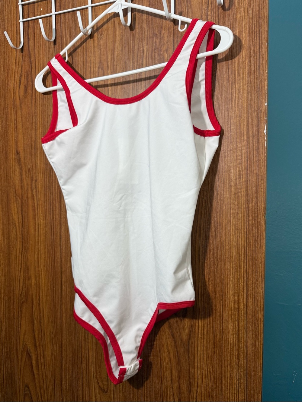 Cupshe White One-Piece Swimsuit with Red Trim for Kids